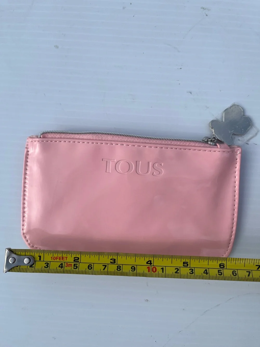 TOUS “Brenda”Pink Pouch with a prominent Silver Bear Charm nwot